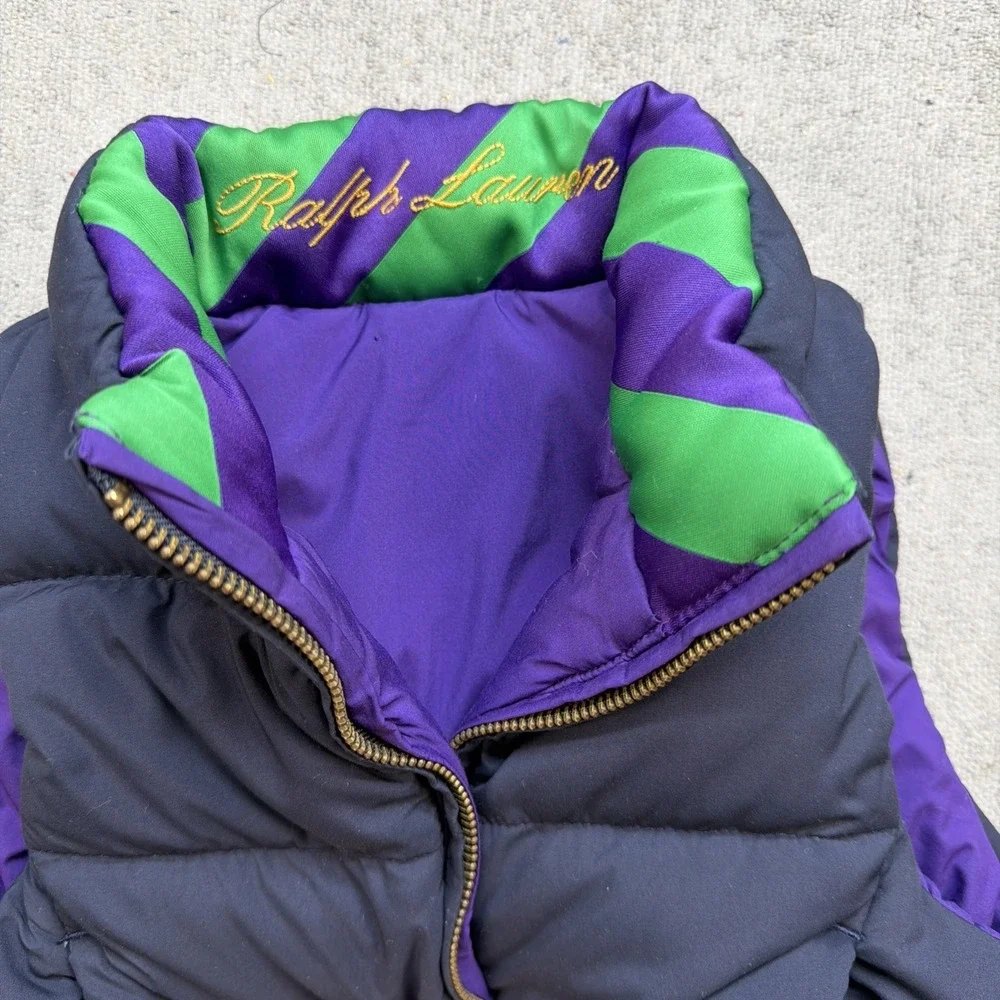 Ralph Lauren Kids Reversible Puffer Vest Down Filled‎ Preppy Winter Size 6